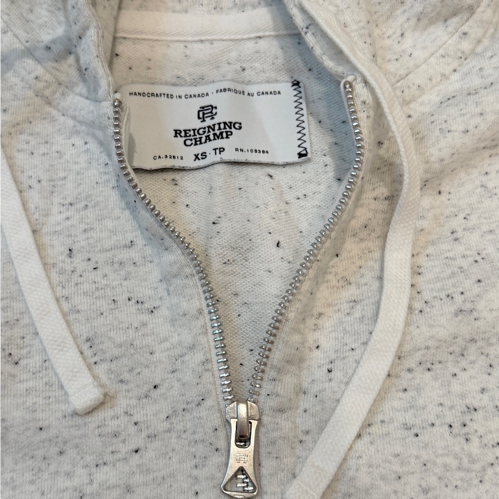 Reigning Champ Midweight Terry Zip Hoodie XS Heather Grey. Made in Canada